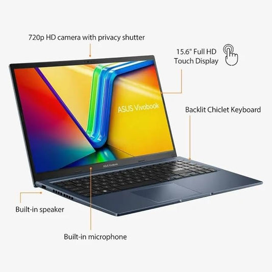 24HR Delivery, ASUS F1502ZA-WH74, 15.6inch, Full HD, Touchscreen, i7-1255U 1.7GHz, Intel Iris Xe Graphics, 16GB RAM 512GB SSD, Windows 11 Home, Quiet Blue, 1 Year Seller Warranty, Bag, Mouse Seller warranty (Copy)